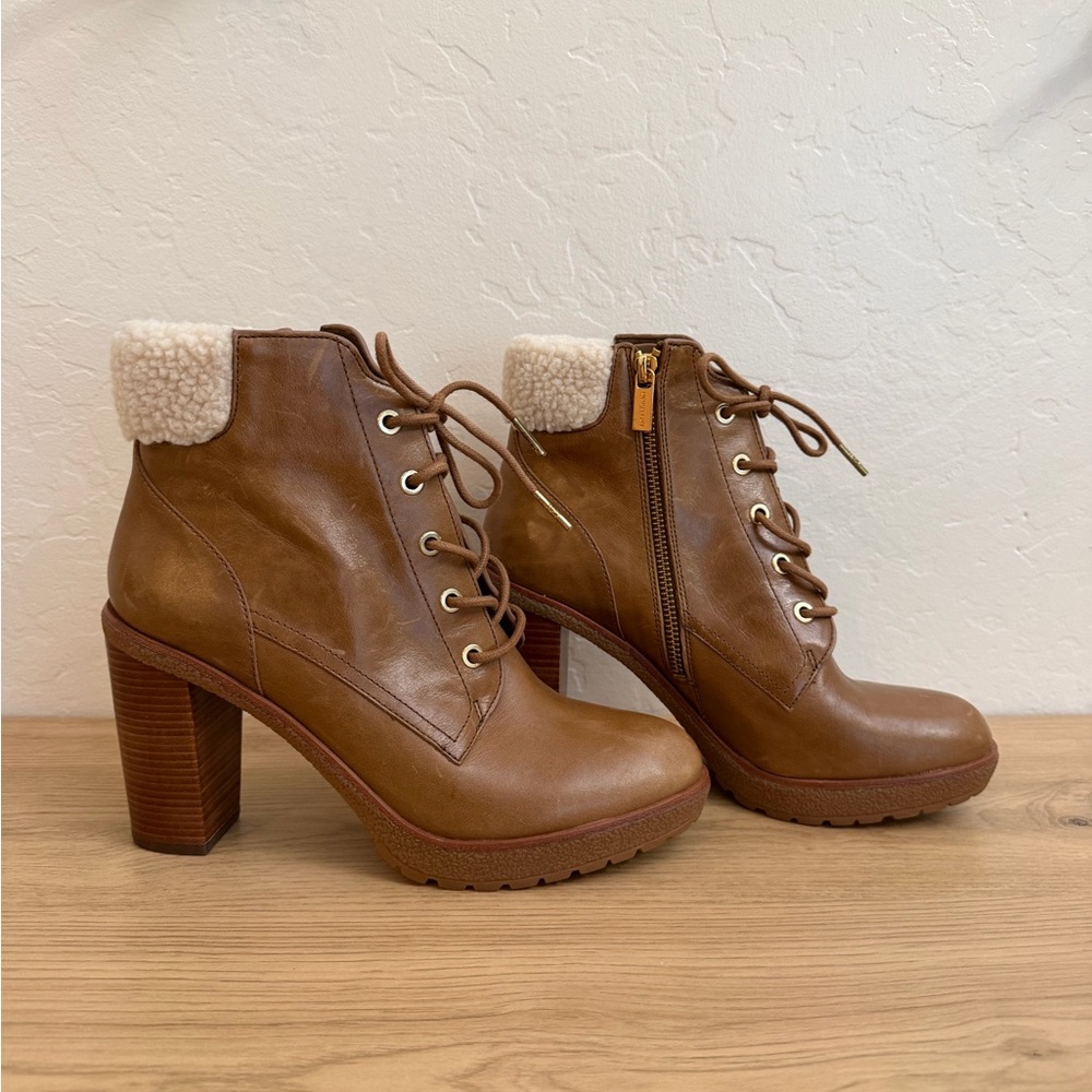 Michael Kors Kim lace up  Heeled Boots with Cream Accents